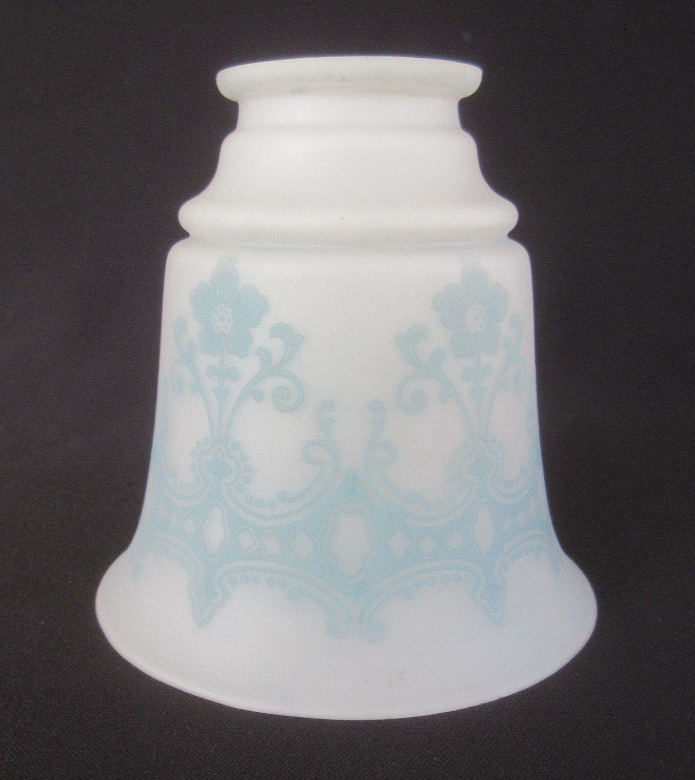 Neoclassical Satin/Bisque Cased Glass Shade w/ 2 1/4" Fitter Blue