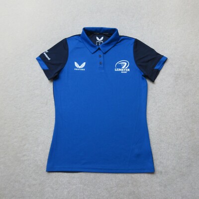 Castore Leinster Rugby Top Damen UK 10 Blau Poloshirt Union Sports EU 38 Neu ohne Etikett