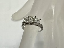 14K White Gold Diamond Engagement Ring Invisible Set 1.20 TCW Size 6.75
