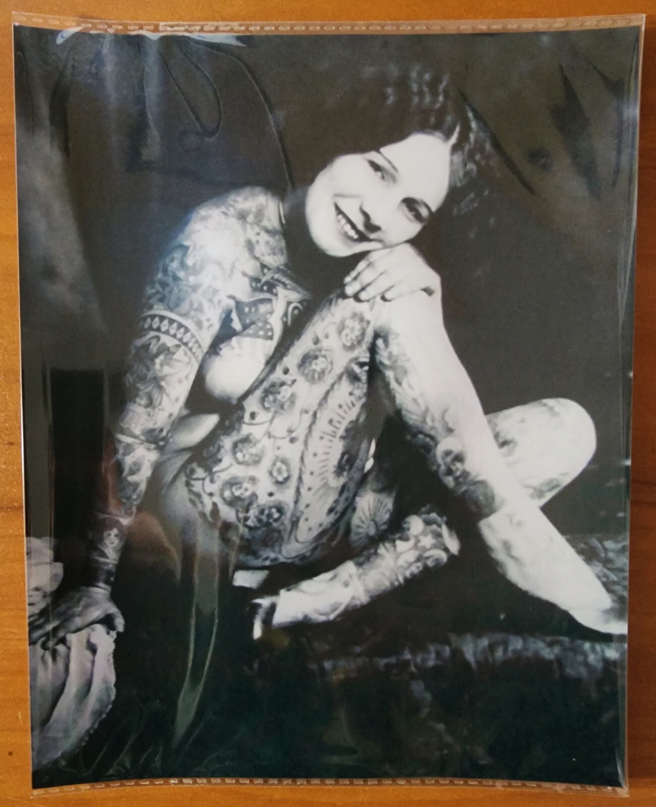 Bernard Kobel Traditional Tattoo Photo Vintage Tattooed Woman Lady Viola 8X10