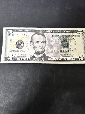 Series 2013 5 Dollar Bill Star Note Rare Low Serial Near-Excellent ...