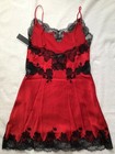 Josie NATORI, Red SILK, XS (size 2), Cutouts & Black LACE IN LAYS, SHEER Sides — photo 7