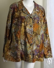 Cj Banks Sz 2x Orange Purple Stretch Funky Print Art-to-wear Blazer Jacket