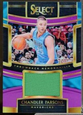 Chandler Parsons Card 2018-19 Select Throwback Memorabilia Prizms Purple #40 