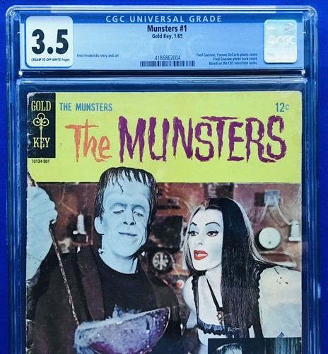 MUNSTERS #1 (1965) LLAVE DORADA; PORTADA FOTO FRED GWYNNE; SERIE DE TELEVISIÓN; *CGC 3.5* - Imagen 3 de 7