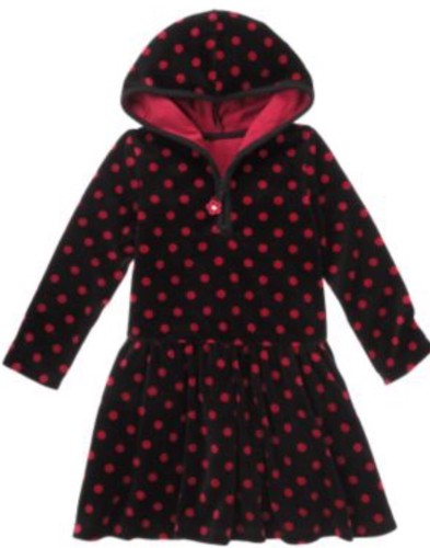 NWT 4 gymboree HOLIDAY PANDA black Velour long sleeve HOODED RED POLKA DOT DRESS - Picture 2 of 2