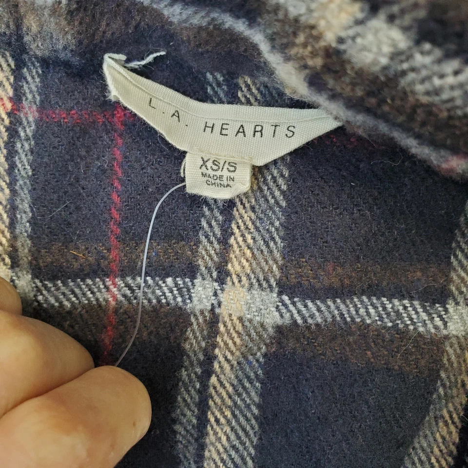 Camisa Top La Hearts Mujer XS Multi Cuadros Franela Manga Larga Cuello Abotonado Foto 4 de 4