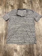 Nautica Men's S Sleepwear Short Sleeve 3 Button Henley Cotton Shirt Gray 8-29