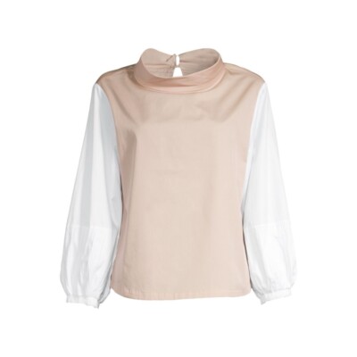 Harshman NEW Perry Two Tone Cotton Tunic in Beige/White Size Large MSRP $198