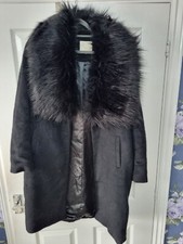 Threadbare Women Black Faux Fur Lined Long Coat Size 12