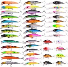 Hybrid jig set with hooked minnows, poppers, crankbaits