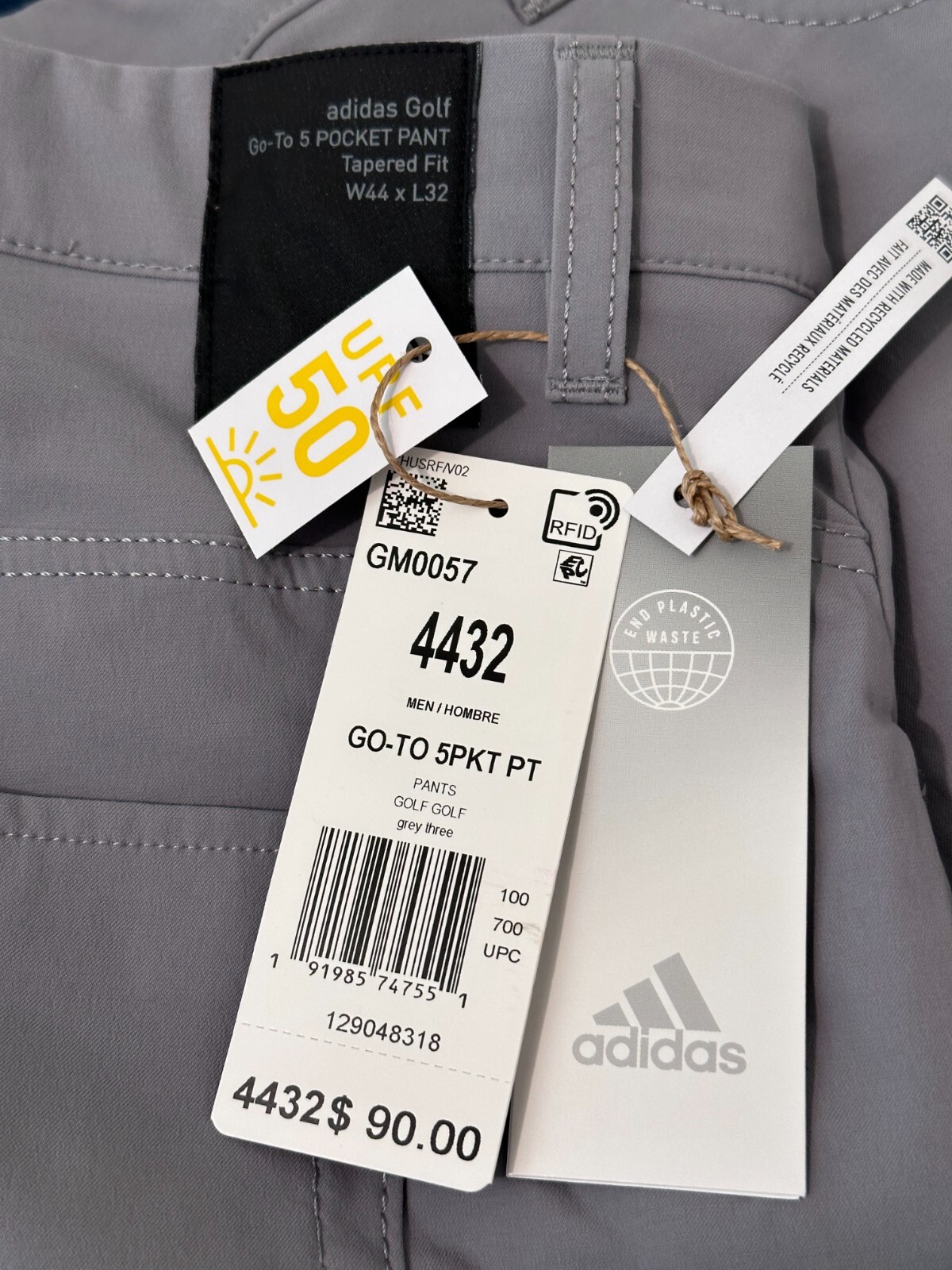 Adidas GoTo Five Pocket Primegreen Grey Men's Tapered Golf Pants SZ.40x34 eBay