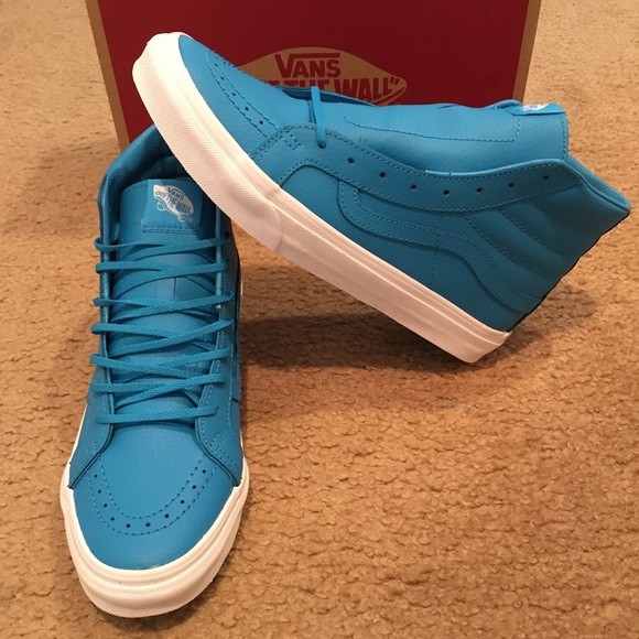 neon blue high top vans