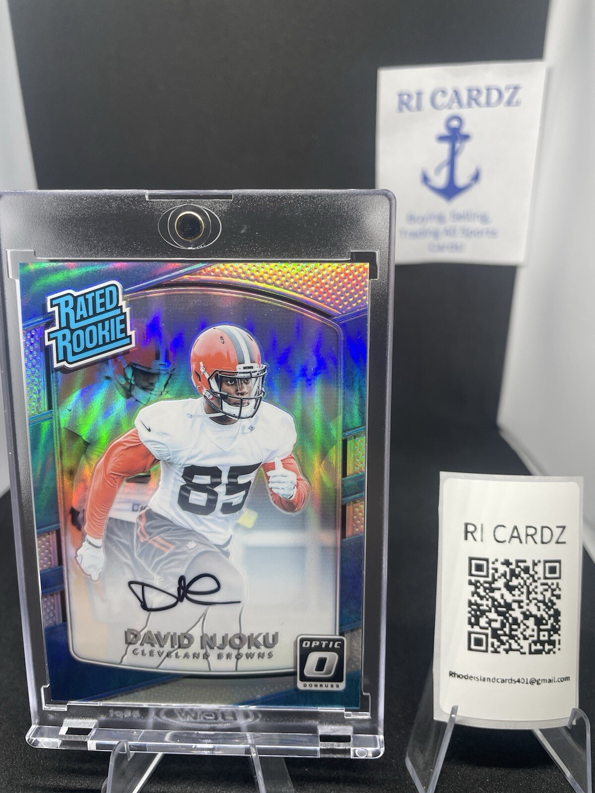2017 Donruss Optic - Auto Rated Rookie Holo Prizm #164 David Njoku (RC) /99