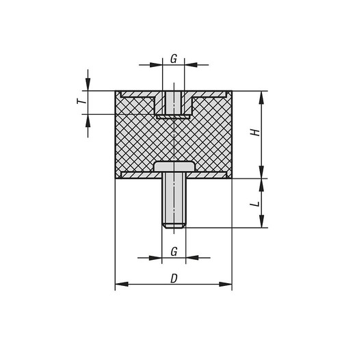 B Ø40x30 M10 x 28 / 10 NK 45° Shore Gummipuffer Schwingungsdämpfer - 第 2/2 張圖片