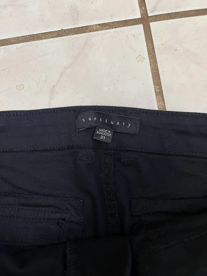 SANTUARIO ¡NUEVO! Pantalones cargo utilitarios de algodón negros de pierna ajustada talla 31 ¡NUEVOS SIN ETIQUETAS! Foto 3 de 4