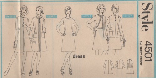 Style Sewing Pattern 4501 Coat Jacket Dress A-Line Vintage 70s Size 18 Uncut - Picture 2 of 13