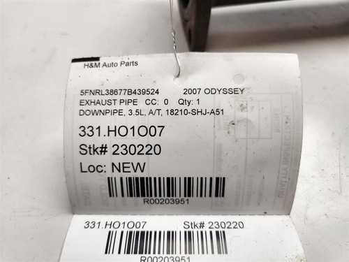 2007 Honda Odyssey Exhaust Pipe OEM 18210-SHJ-A51 - Picture 3 of 12