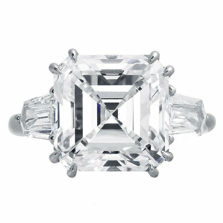 2ct Asscher Baguette Cut Moissanite Cocktail Engagement Ring White Gold Plated