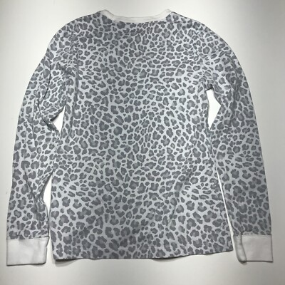 The Nike Tee Shirt Womens Size XS Gray Animal Print Long Sleeve Embroidered  Logo