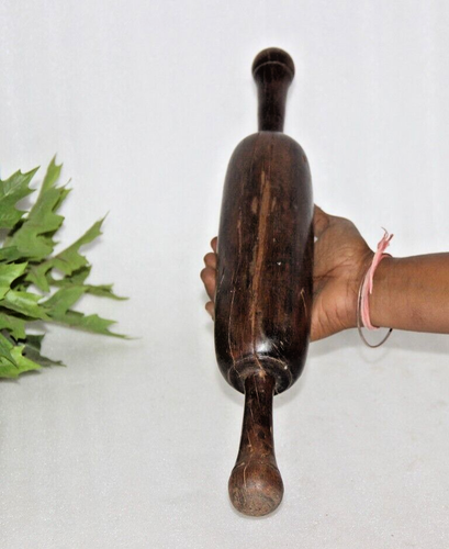 Antique Wooden Chapati Bread Rolling Pins Belans Original Old Lacquer 15818 - Picture 5 of 6