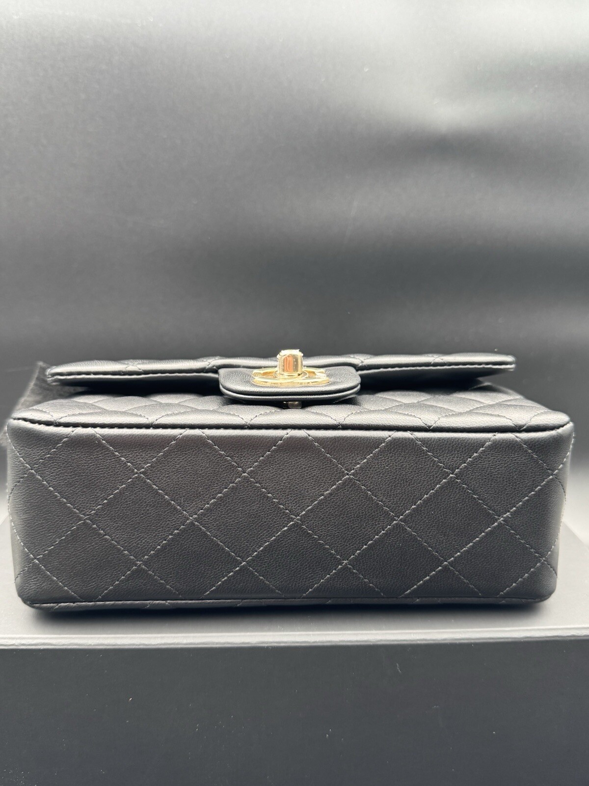 NEW Chanel Mini Rectangular Classic Flap Bag Black Lambskin w/Gold Hardware Auth image 8