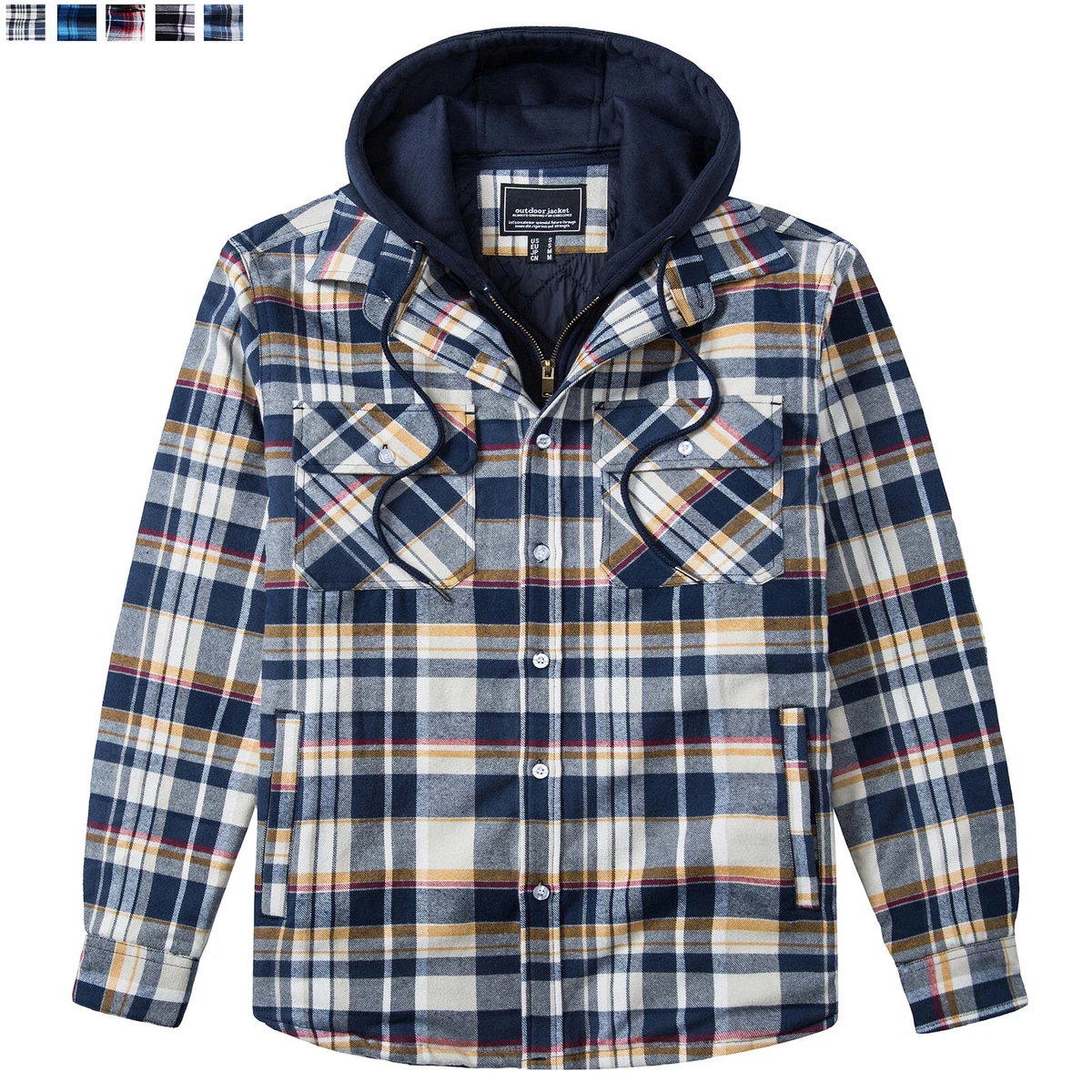 Mens Thermal Quilted Lined Plaid Flannel Shirt Insulated Utility