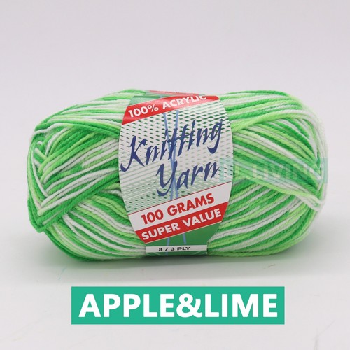 Knitting Yarn 8 Ply Soft Crochet Craft Balls 100g Acrylic Solid Multi Colours Au - Picture 57 of 82