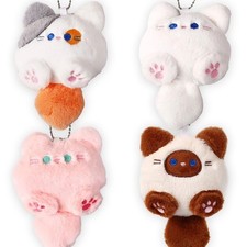 4pcs Plush Cat Keychain Bag Charm Pendants for Girl Purse Backpack 11cm