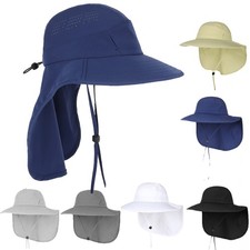 Women Fishing Hat UPF 50 Breathable Wide Brim Bucket Hats Safari with Neck Flap