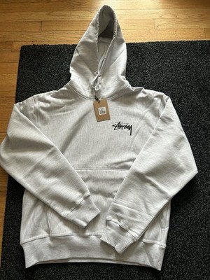 Stussy 8 Ball Fade Hooded Ash Heather Cotton Fleece Graphic Print Pullover Large