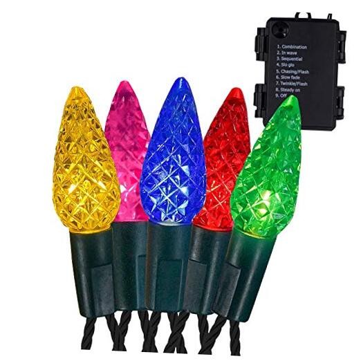 50 LED Multicolor Christmas String Lights 17ft Battery Operated