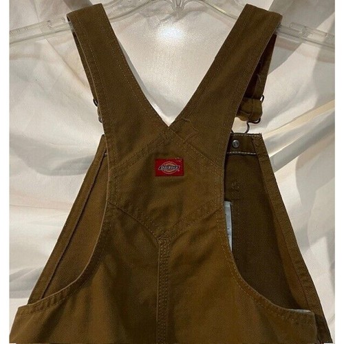 Dickies Kids Duck Canvas Brown Workwear Bib Overalls Youth Size 5/6 - Picture 5 of 9