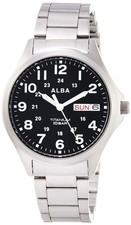 Seiko Alba AQPJ402 Mens Quartz Watch Silver Dial