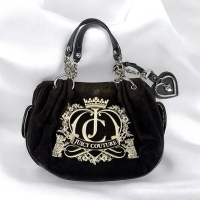 Y2K Juicy Couture Brown Velvet Bag Charms Paris Hilton Goth Glam