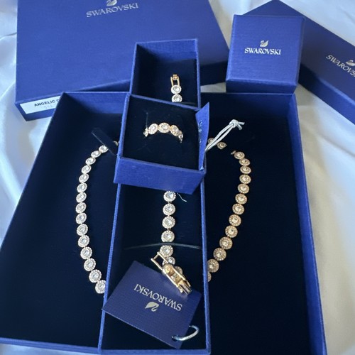Authentic Swarovski Angelic Set / Necklace, bracelet & Ring # 8 , Rose gold - Picture 9 of 9
