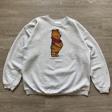 Vintage 90s Disney Store Pooh Bear Crewneck Sweatshirt Men's M Gray Distressed