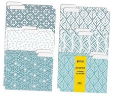 Decorative File Folders, 12 Pack, 6 Unique Designs, Heavyweight, Letter Size