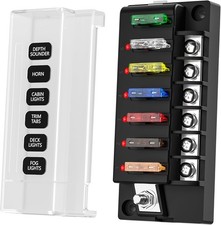 6-Circuit Waterproof Fuse Box with LED Indicator, ATO Blade-6 Way Fuse Box