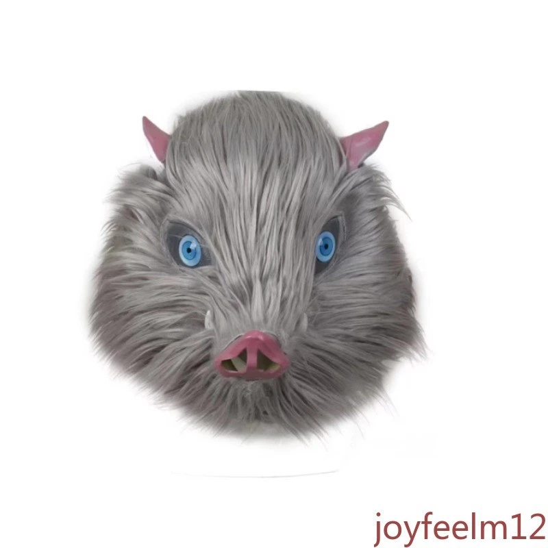 Cazador de demonios Kimetsu No Yaiba Hashibira Inosuke Disfraz Pelucas Máscara Conjunto Foto 4 de 4