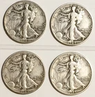 Nice Lot of 4 Walking Liberty Silver Half Dollars. 2 are 1942-D, & 2 are 1943-D