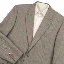 Jos. A. Bank Silk Wool Houndstooth Sport Coat Blazer Men 46R Brown Classic Prep
