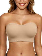 Push up Strapless Bras for Women Supportive Bandeau Bra Non Slip Wireless No Und