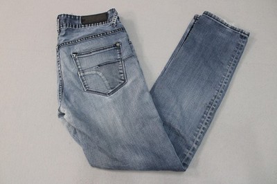 Avant-Premiere Jeans Mens 32 Blue Distressed Straight Leg Denim Red Stitch Homme