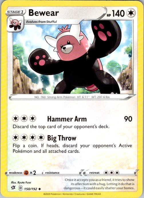 Bewear 150/192 Uncommon Rebel Clash Pokemon Near Mint