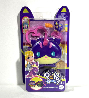 Polly Pocket Compact Pet Connects Cat At A Kitty Hangout Micro Playset NEW