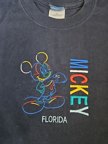 Vintage Colorful Embroidered Disney Tag Mickey Mouse Florida T-Shirt Size Medium - Picture 2 of 9