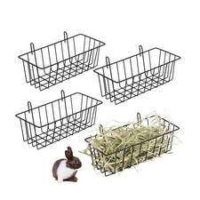 Comedero de heno para conejos, accesorio metálico resistente para heno