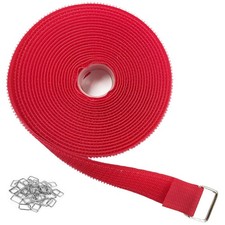 1"x16ft Hook and Loop Straps with 25 Metal Buckles, Adjustable Fastening Cabl...