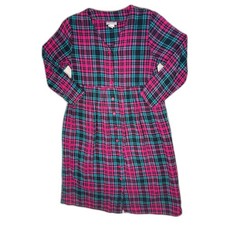 CW Classics Flannel Plaid Dress S 90s Pink Teal Black Cottagecore Kidcore Grunge